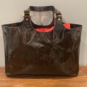 TORY BURCH tote bag - Patent Leather (Dark Brown/Espresso) Bombe tote